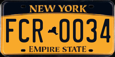 NY license plate FCR0034