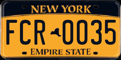 NY license plate FCR0035