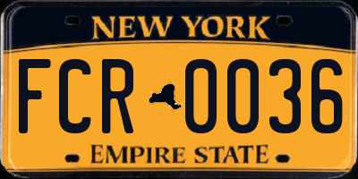 NY license plate FCR0036