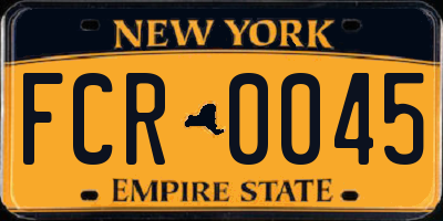 NY license plate FCR0045