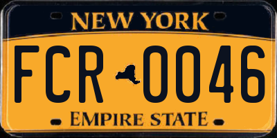 NY license plate FCR0046