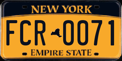 NY license plate FCR0071