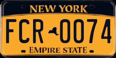 NY license plate FCR0074