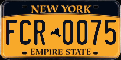 NY license plate FCR0075