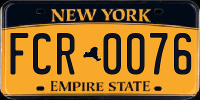 NY license plate FCR0076