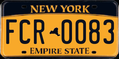 NY license plate FCR0083