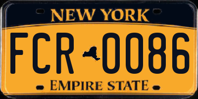 NY license plate FCR0086