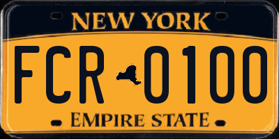 NY license plate FCR0100