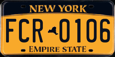 NY license plate FCR0106
