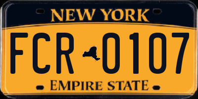 NY license plate FCR0107