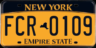 NY license plate FCR0109