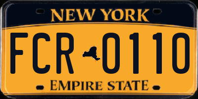 NY license plate FCR0110