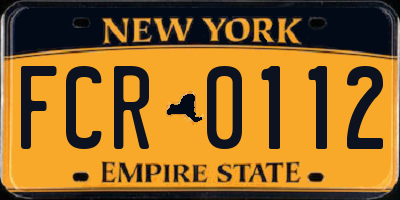 NY license plate FCR0112