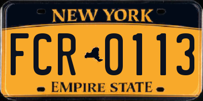 NY license plate FCR0113