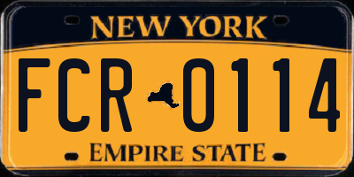NY license plate FCR0114