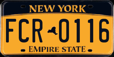 NY license plate FCR0116