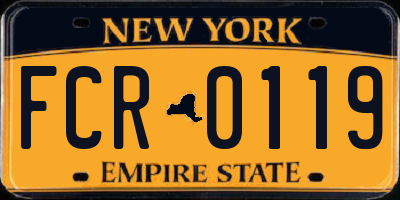 NY license plate FCR0119