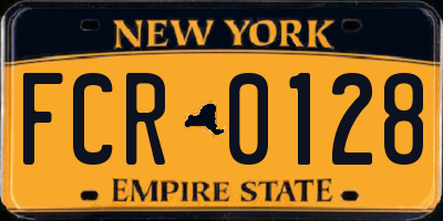 NY license plate FCR0128