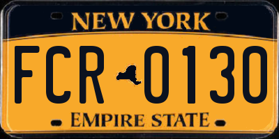 NY license plate FCR0130