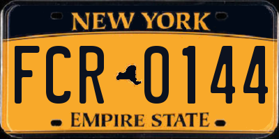 NY license plate FCR0144