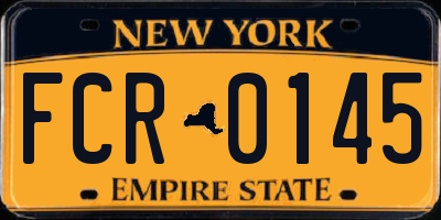 NY license plate FCR0145