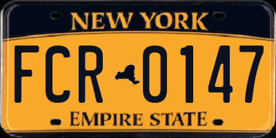NY license plate FCR0147