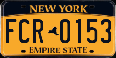 NY license plate FCR0153