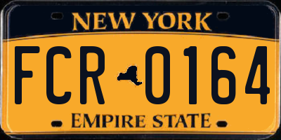 NY license plate FCR0164