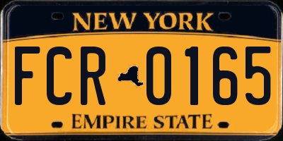 NY license plate FCR0165