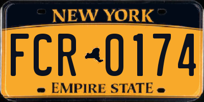 NY license plate FCR0174