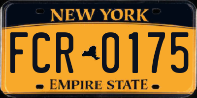 NY license plate FCR0175