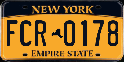 NY license plate FCR0178