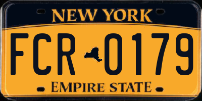 NY license plate FCR0179