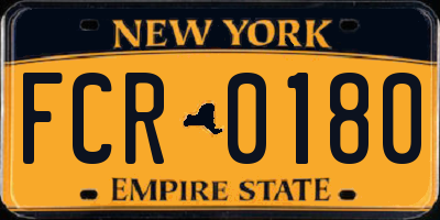 NY license plate FCR0180