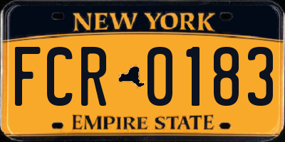 NY license plate FCR0183