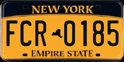 NY license plate FCR0185