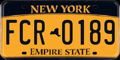 NY license plate FCR0189