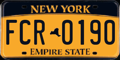 NY license plate FCR0190