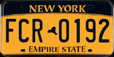 NY license plate FCR0192