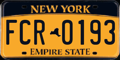 NY license plate FCR0193