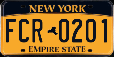NY license plate FCR0201