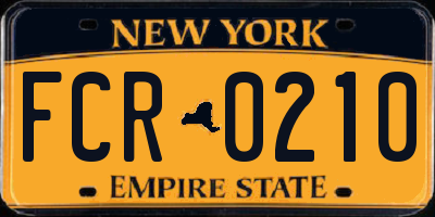 NY license plate FCR0210