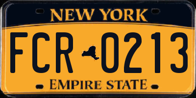 NY license plate FCR0213