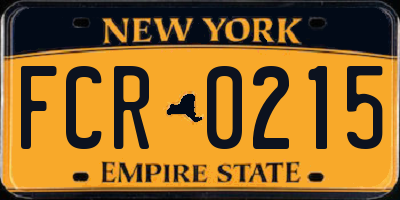 NY license plate FCR0215