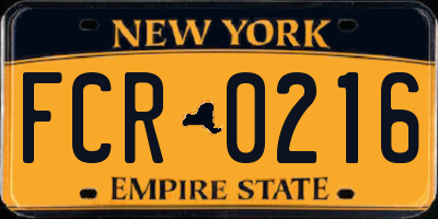 NY license plate FCR0216