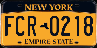 NY license plate FCR0218