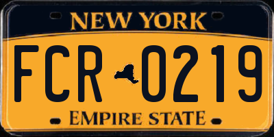 NY license plate FCR0219