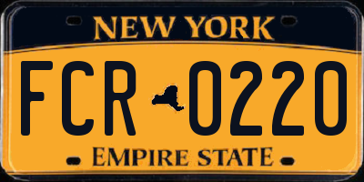 NY license plate FCR0220
