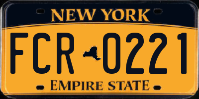 NY license plate FCR0221