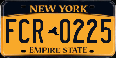 NY license plate FCR0225